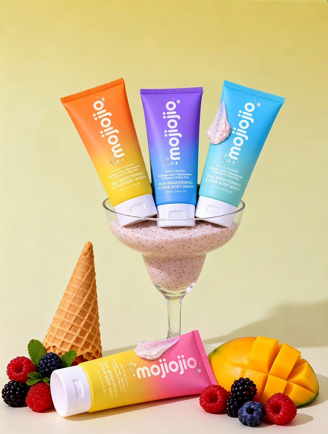 Mojiojio Beauty Mint & Cucumber BHA Brightening Scrub Body Wash 220g